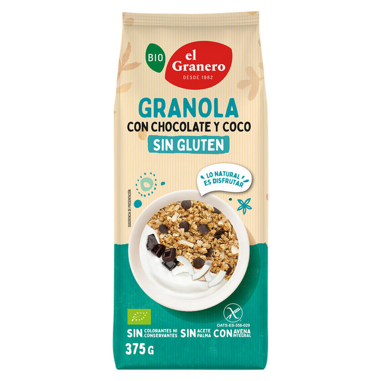 Granola con Chocolate y Coco · El Granero Integral · 350 gramos
