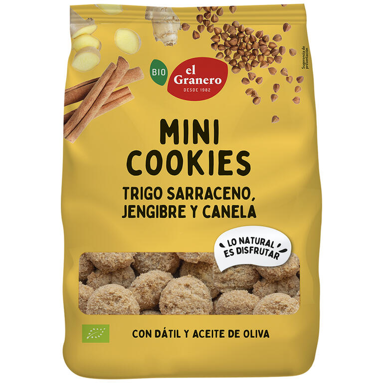 Mini Cookies de Jengibre y Canela Bio · El Granero Integral · 130 gramos