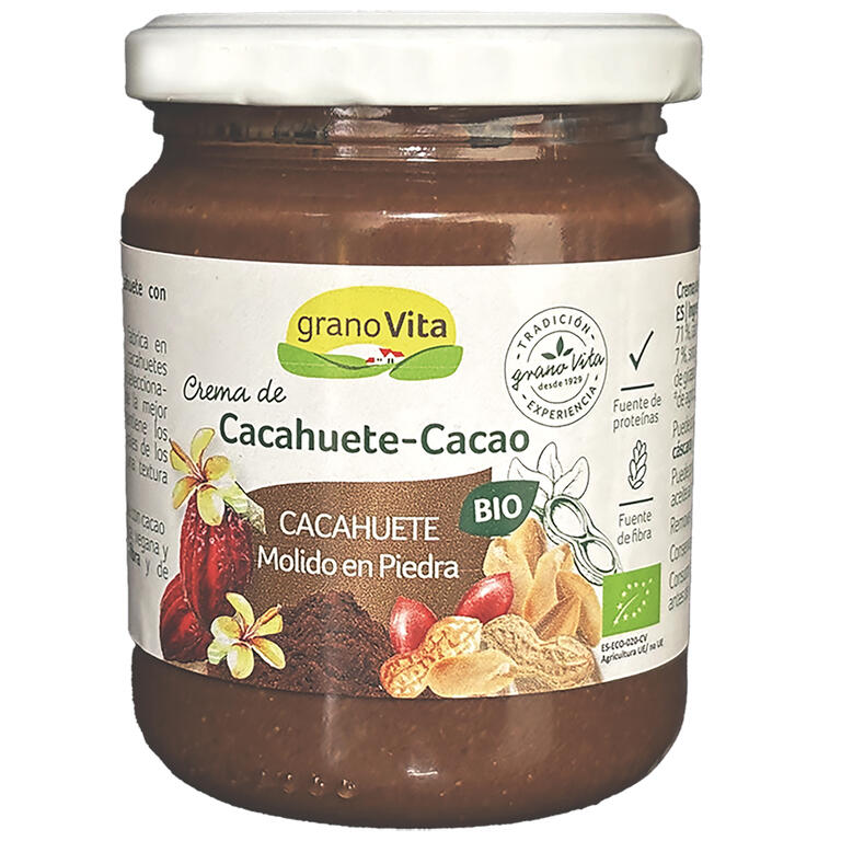 Crema de Cacahuete con Cacao y Dátil Bio · Granovita · 250 gramos