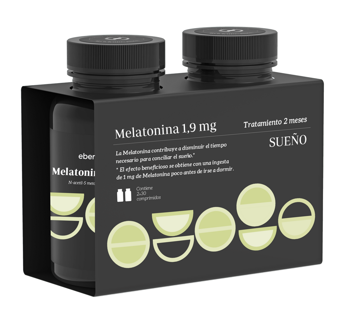 Pack Sueño - Melatonina 1,9 mg · Ebers · 2x30 comprimidos