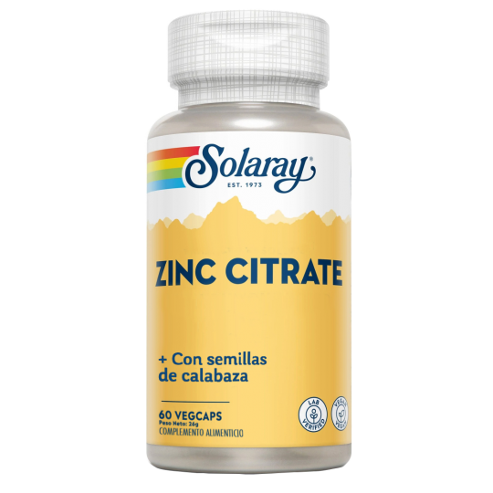 Zinc Citrato · Solaray · 60 cápsulas