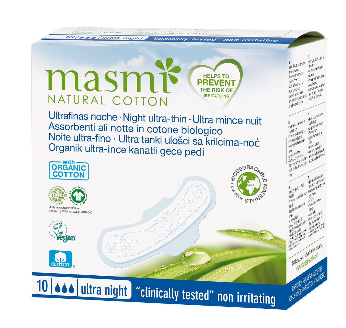 Compresas Ultrafinas con Alas de Noche · Masmi · 10 unidades