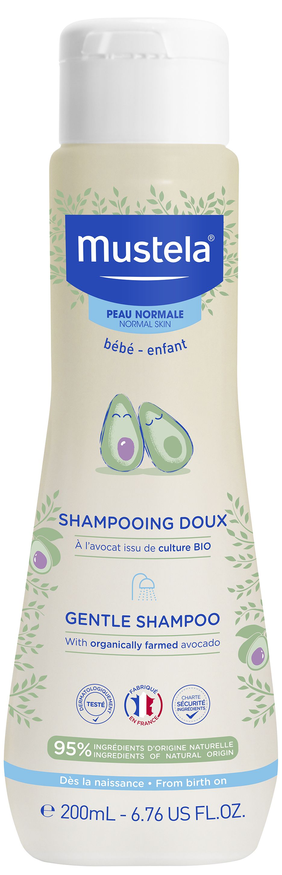 Champú Suave con Aguacate Bio · Mustela · 200 ml