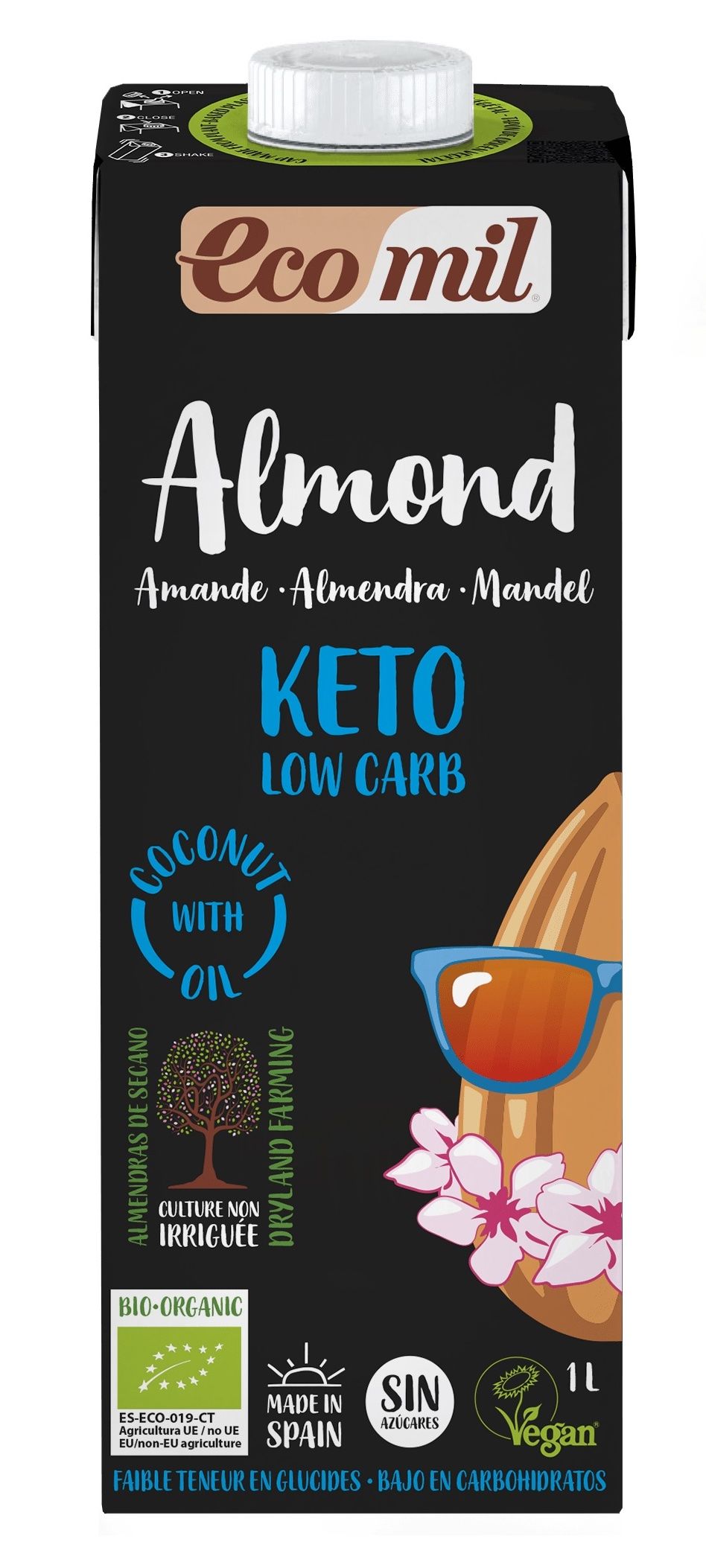 Bebida de Almendra Nature Keto Bio · Ecomil · 1 litro