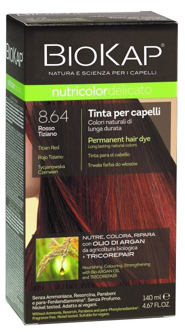 Biokap Nutricolor Delicato 8.64 Rojo Tiziano · Biokap · 140 ml