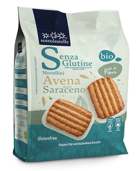 Galletas de Avena y Trigo Sarraceno Sin Gluten · Sottolestelle · 250 gramos
