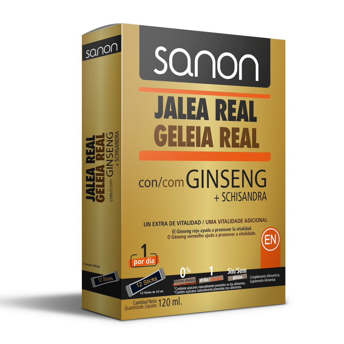 Jalea Real con Ginseng + Schisandra · Sanon · 12 sticks
