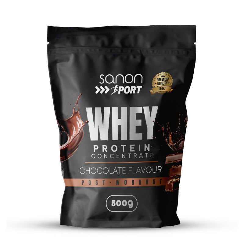 Proteína Whey 80% Chocolate Belga · Sanon Sport · 500 gramos