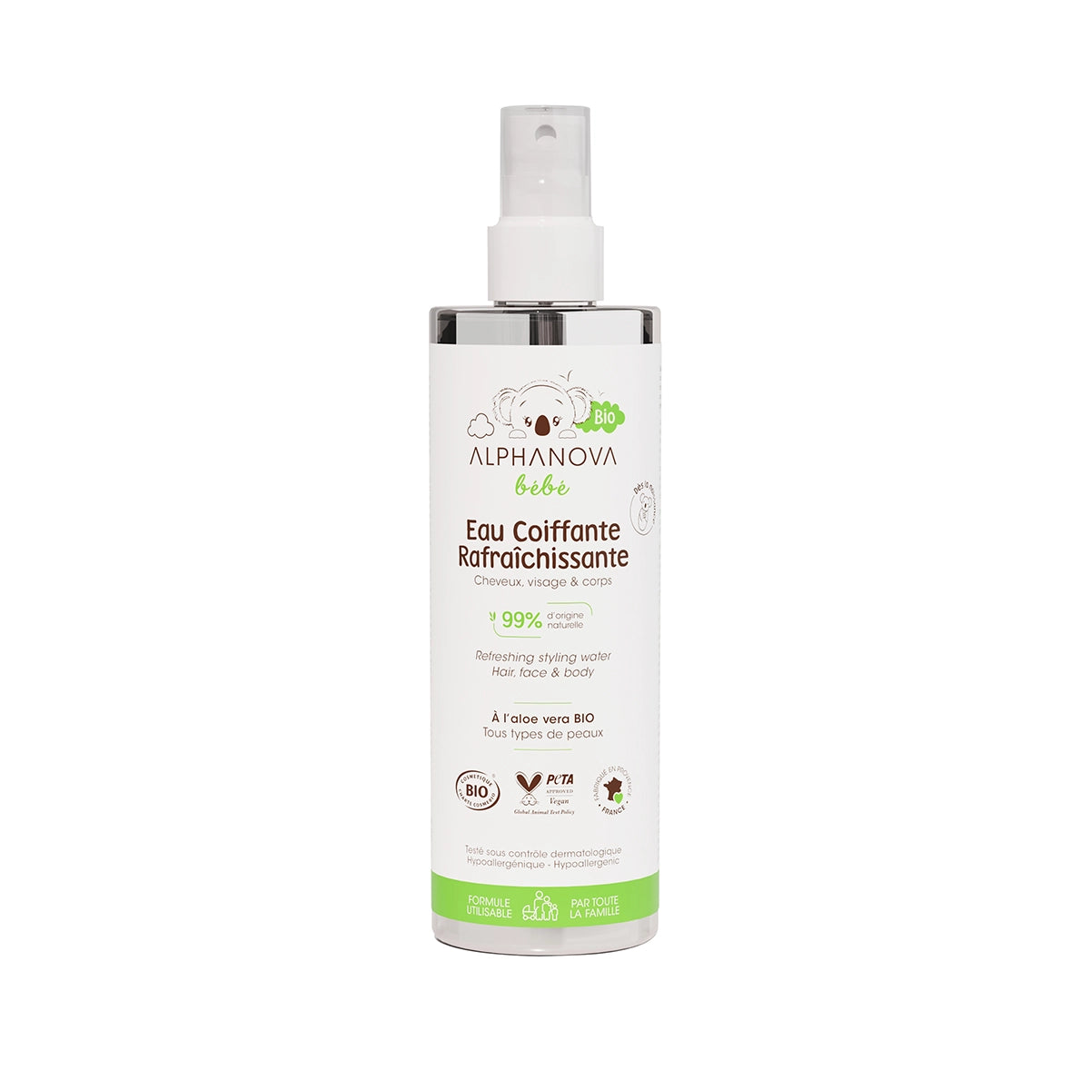 Agua de Peinado Refrescante para Bebé BIO · Alphanova · 200 ml