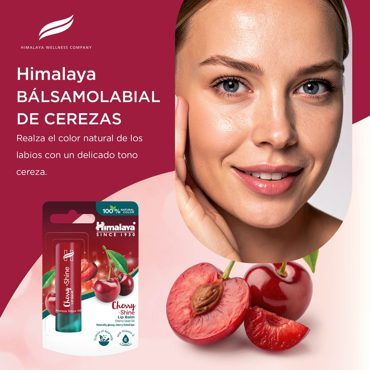 Bálsamo Labial Cherry Shine · Himalaya · 4,5 gramos