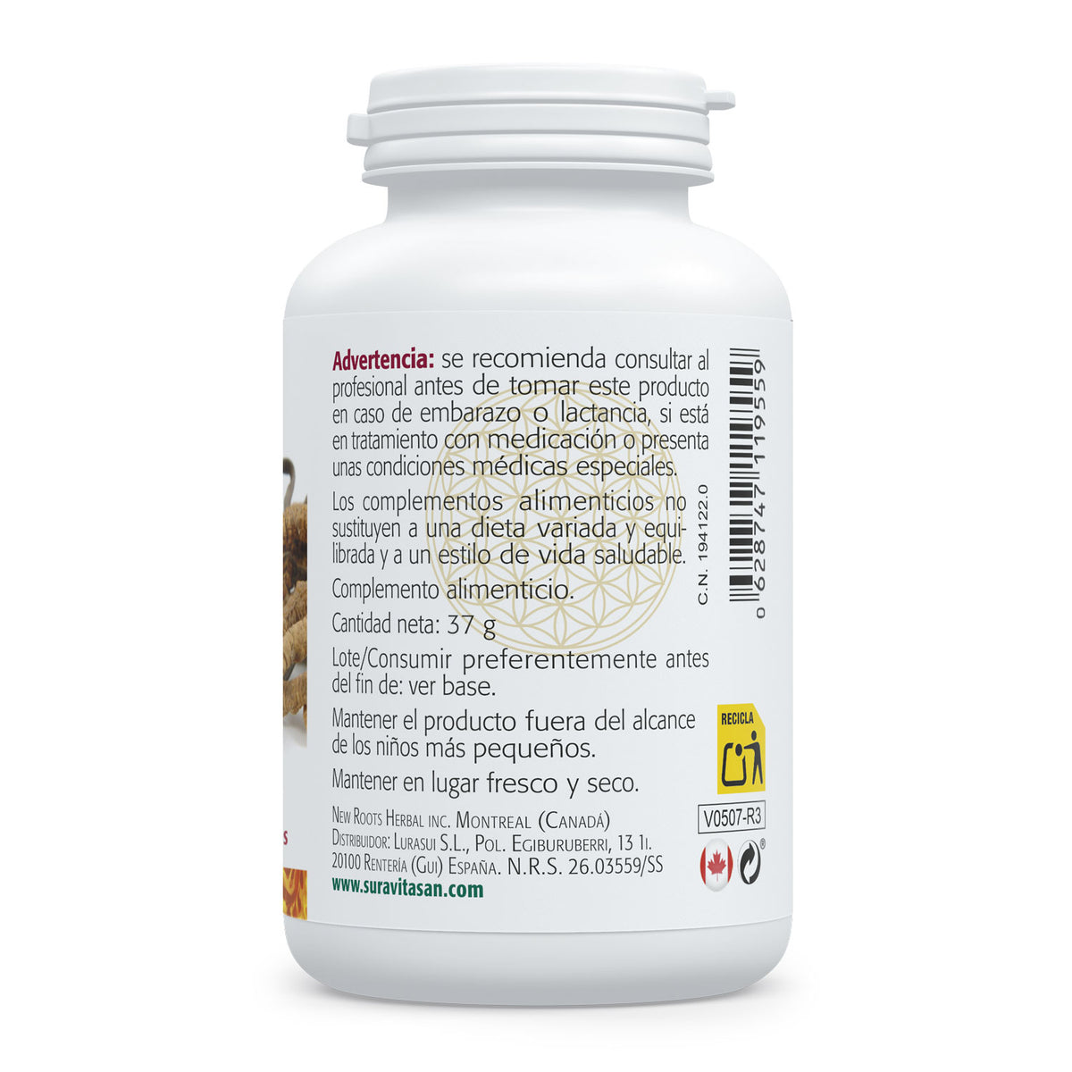 Cordyceps · Sura Vitasan — información nutricional