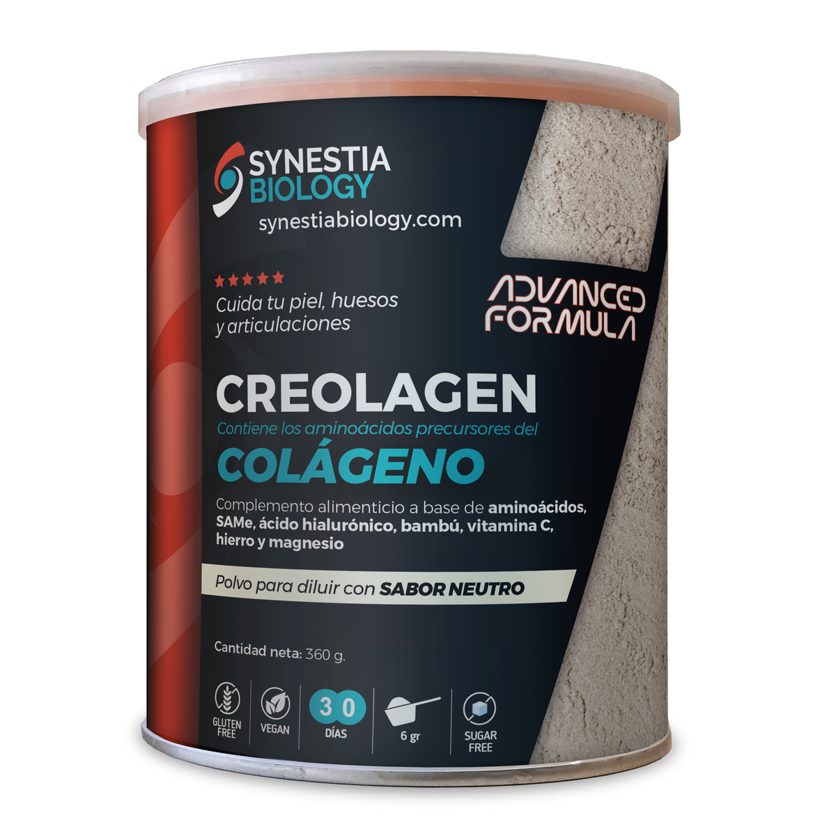 Creolagen Colágeno Neutro · Synestia Biology · 360 gramos