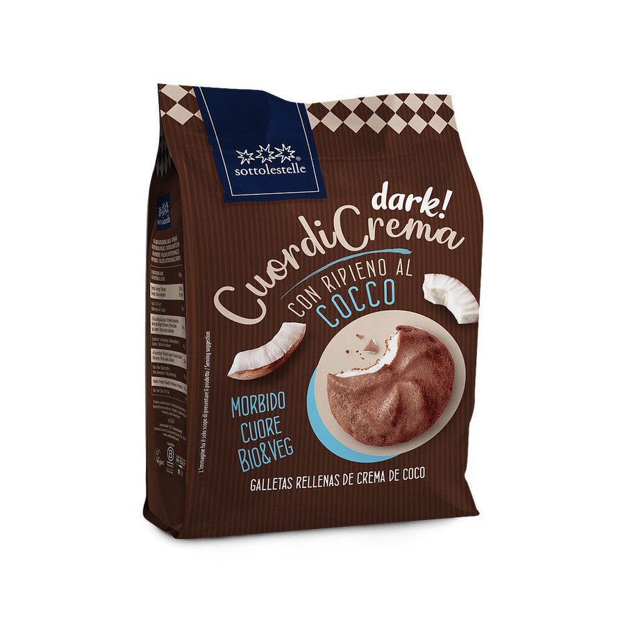 Galleta de Chocolate Rellena de Crema de Coco · Sottolestelle · 200 gramos