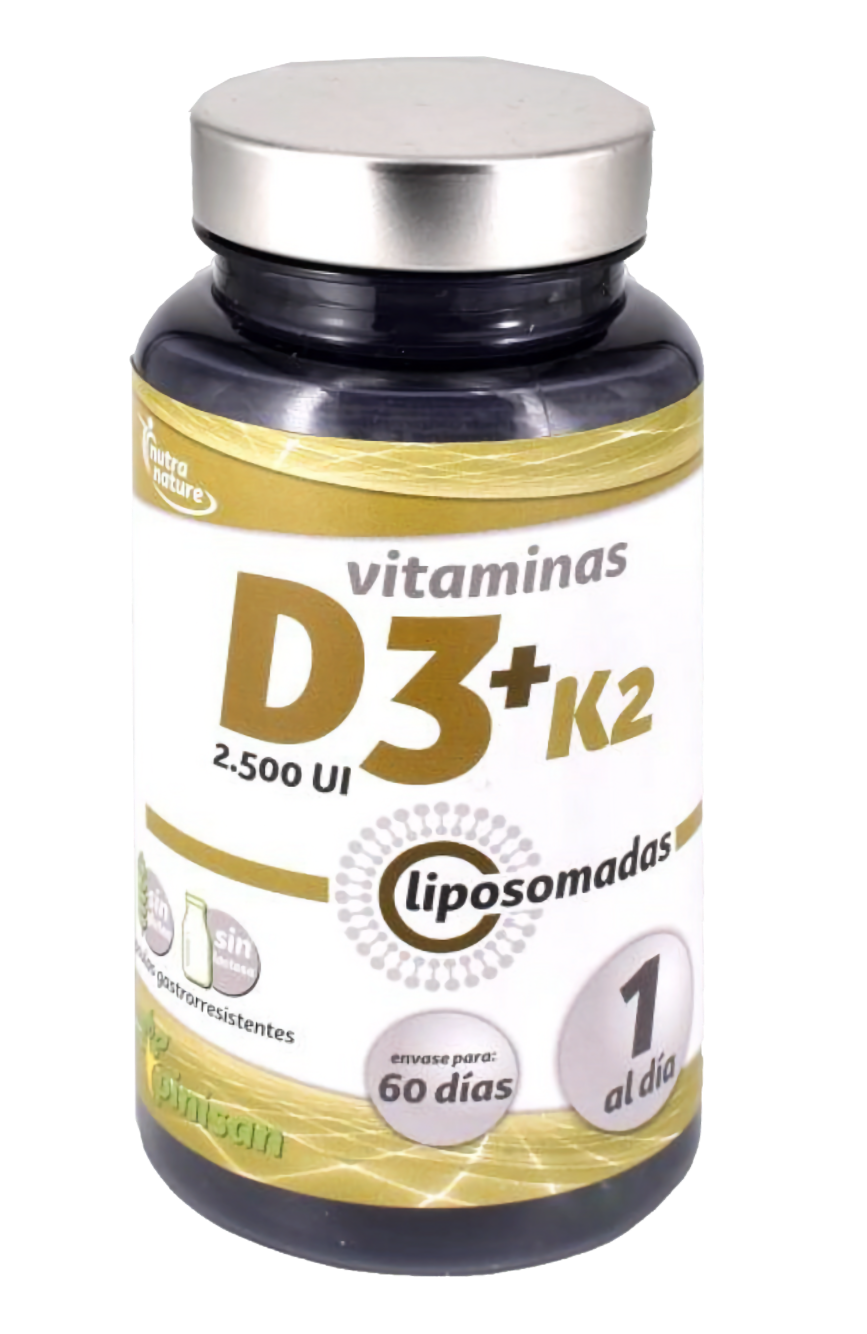 Vitaminas D3 + K2 Liposomadas · Pinisan · 60 cápsulas
