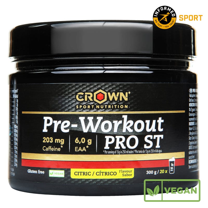 Pre-Workout PRO ST: Sabor Cítrico · Crown Sport Nutrition · 300 gramos
