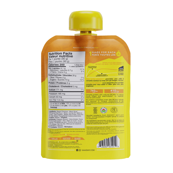 Puré Ultra Energy Boniato-Calabaza · Naak · 90 gramos