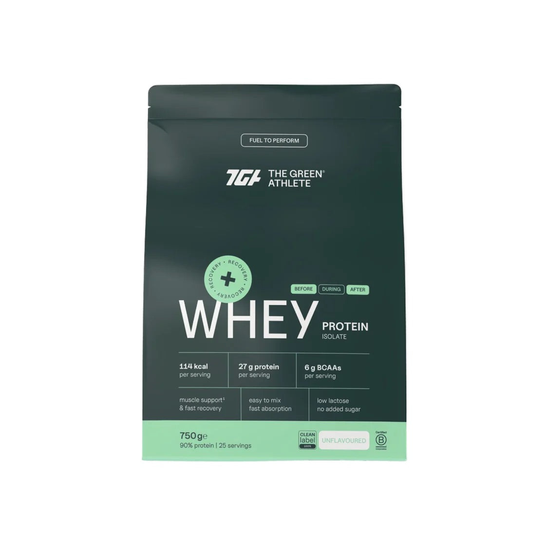 Whey Protein Isolate Unflavoured · The Green Athlete · 750 g