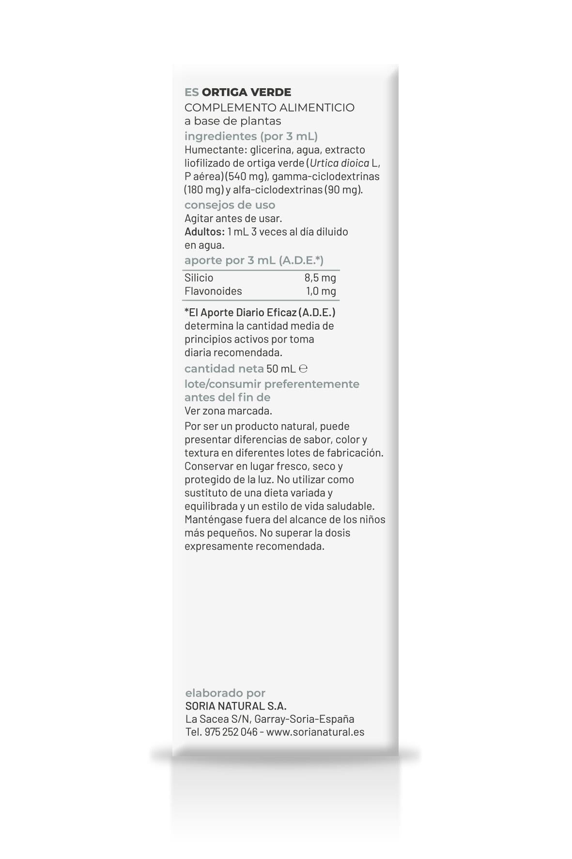 Extracto Natural de Ortiga Verde · Soria Natural · 50 ml