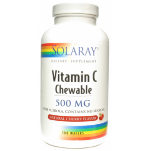 Vitamina C 500 mg - Sabor Cereza · Solaray · 100 comprimidos
