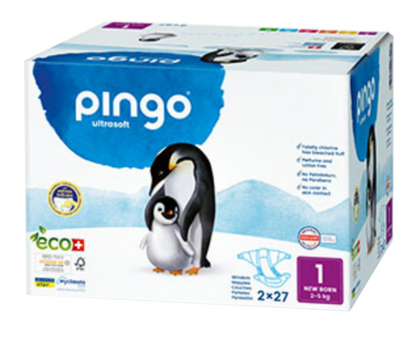 Pañales Ecológicos Talla 1 New Born · Pingo · 54 unidades