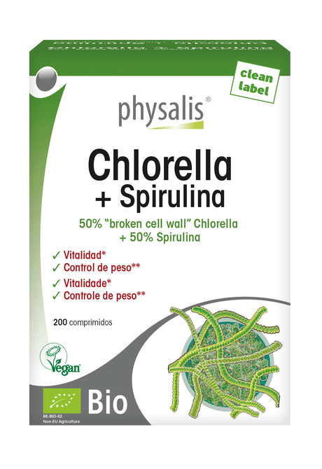 Chlorella + Spirulina · Physalis · 200 comprimidos