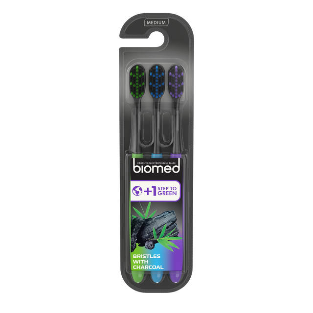 Cepillo Dental Black · Biomed · Pack de 3 unidades