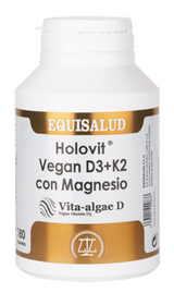 Holovit Vegan D3+K2 con Magnesio · Equisalud · 180 cápsulas