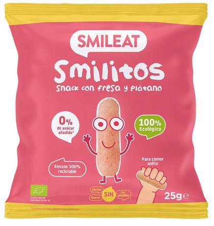 Smilitos Ecológicos de Fresa y Plátano · Smileat · 25 gramos