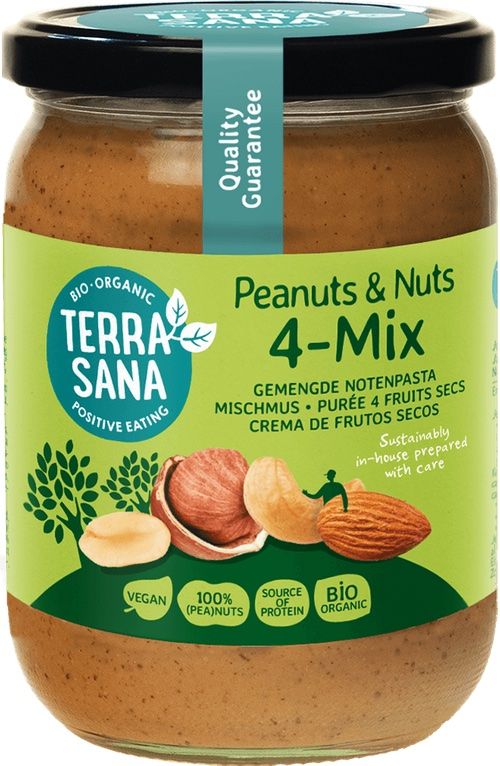Crema de Frutos Secos con Cacahuetes 4-Mix · Terrasana · 500 gramos