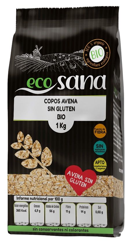 Copos de Avena Gruesos Integrales Sin Gluten Bio · Ecosana · 1 kg