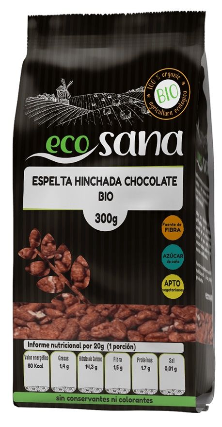 Espelta Hinchada con Chocolate Bio · Ecosana · 300 gramos