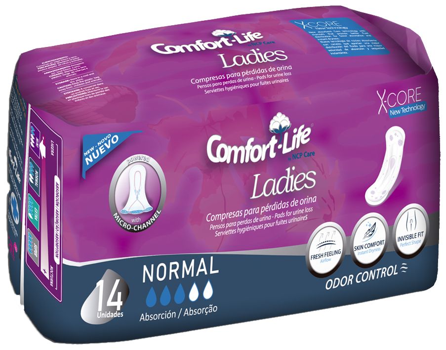 Compresas para Pérdidas Orina Normal · Comfort Life · 14 unidades