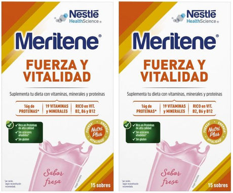 Pack Ahorro Meritene Fuerza y Vitalidad Batido Fresa · Nestlé · 2x15 sobres