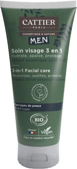 Cuidado Facial 3 en 1 para Hombre · Cattier · 50 ml