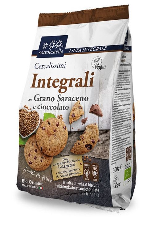 Galletas Integrales de Trigo Sarraceno con Chips Chocolate · Sottolestelle · 300 gramos