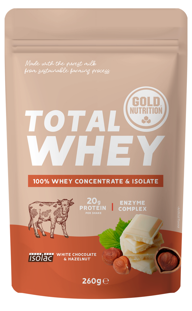 Total Whey Chocolate Blanco-Avellana · Gold Nutrition · 260 gramos
