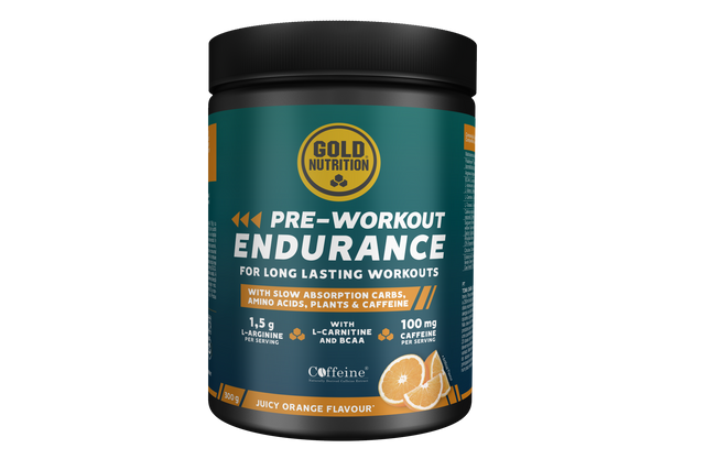 Pre-Workout Endurance Naranja · Gold Nutrition · 300 gramos