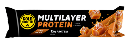 Multilayer Bar Low Sugar Caramelo Negro Salado · Gold Nutrition · 50 gramos