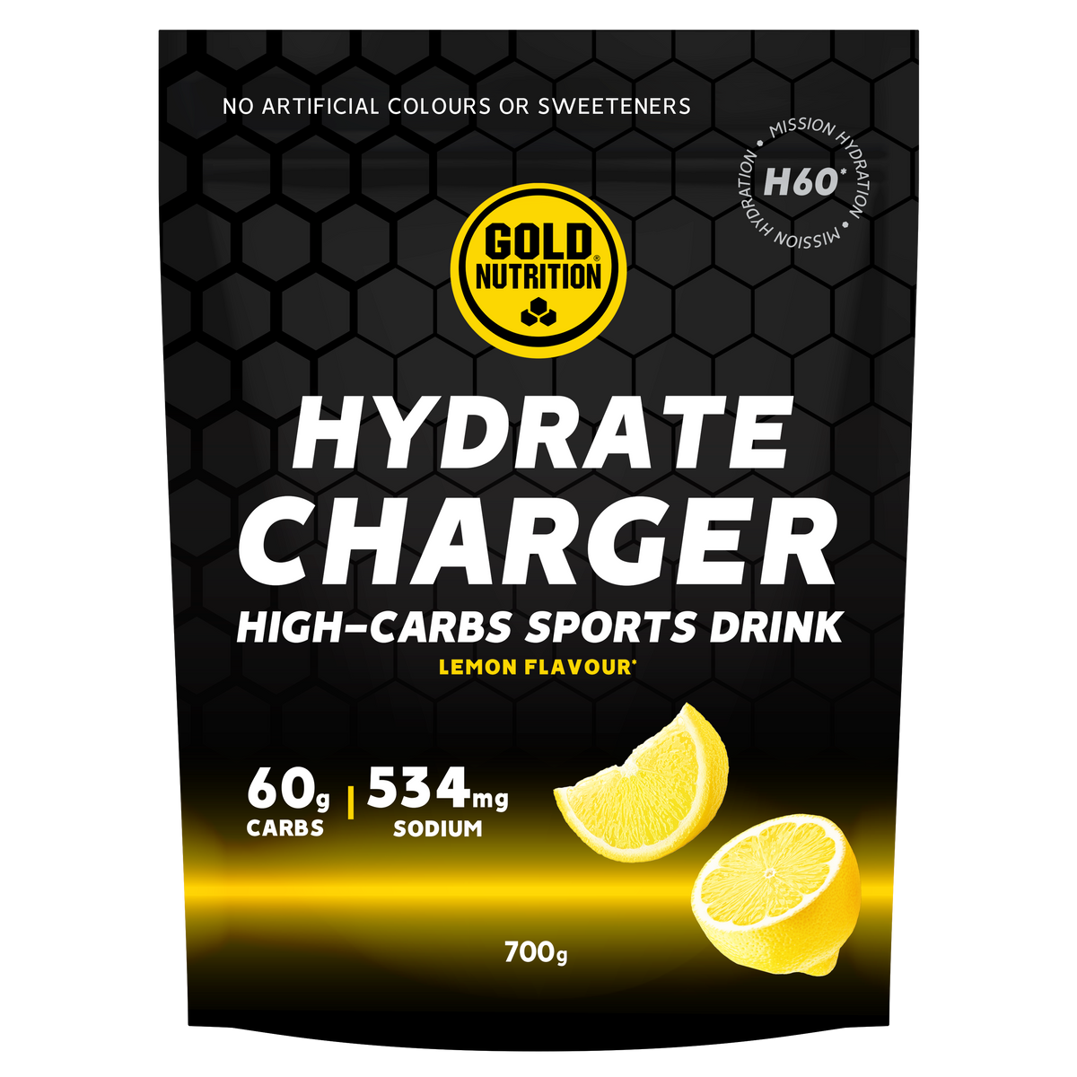 Hydrate Charger H60 Limón · Gold Nutrition · 700 gramos