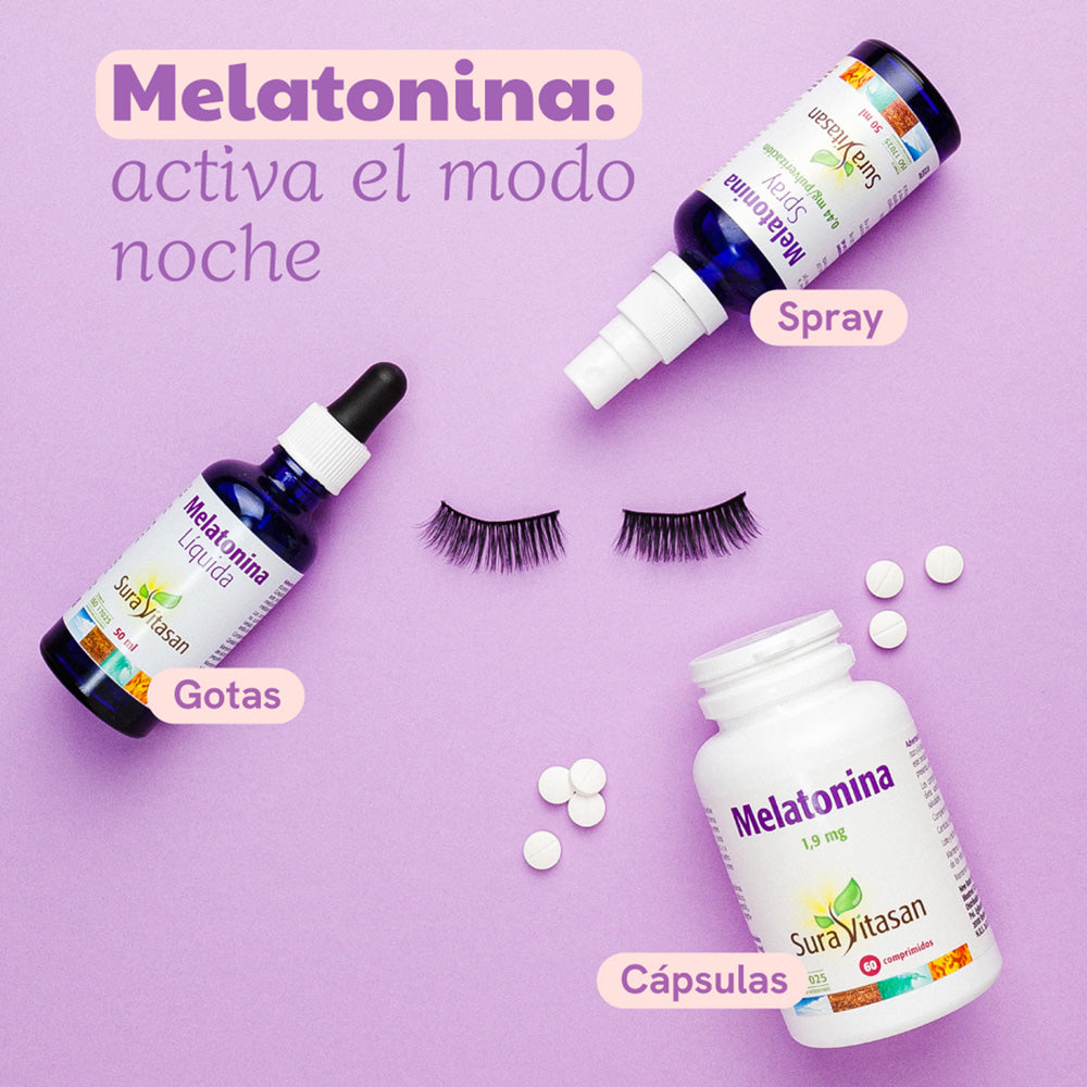 Melatonina Líquida 1 mg · Sura Vitasan — infografía melatoninas