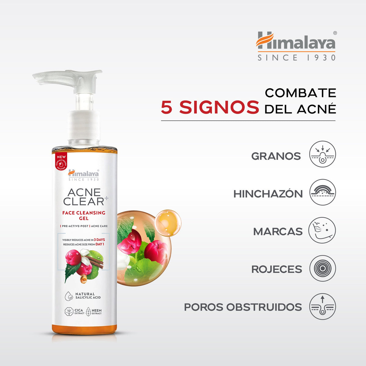 Gel Limpiador Facial Acne Clear+ · Himalaya · 200 ml
