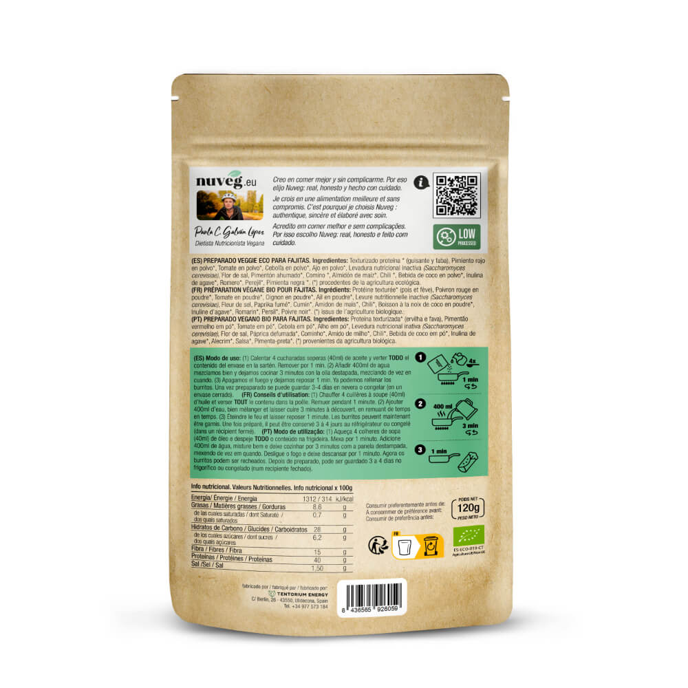 Preparado Veggie Picante Eco para Fajitas · Nuveg · 120 gramos
