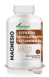 Magnesio Citrato, Bisglicinato y Vit B6 · Soria Natural · 120 comprimidos