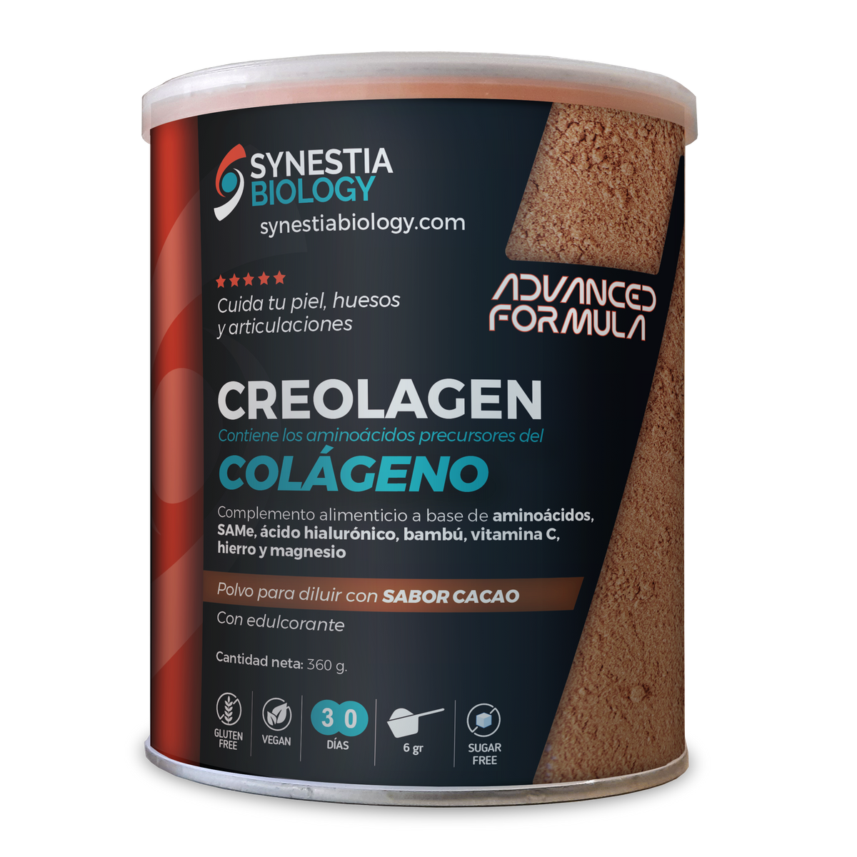 Creolagen Colágeno Cacao · Synestia Biology · 360 gramos