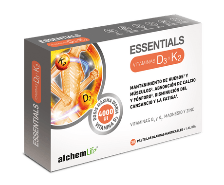 Essentials Vitaminas D3 y K2 · AlchemLife · 30 pastillas masticables