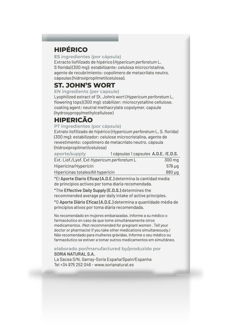 37-S Hipérico · Soria Natural · 30 cápsulas