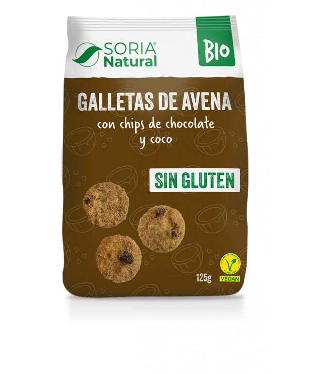 Galletas de Avena con Chips de Chocolate y Coco BIO · Soria Natural · 125 g - 1