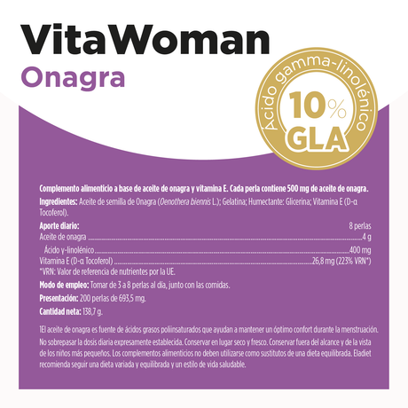 VitaWoman Onagra · Eladiet · 200 perlas