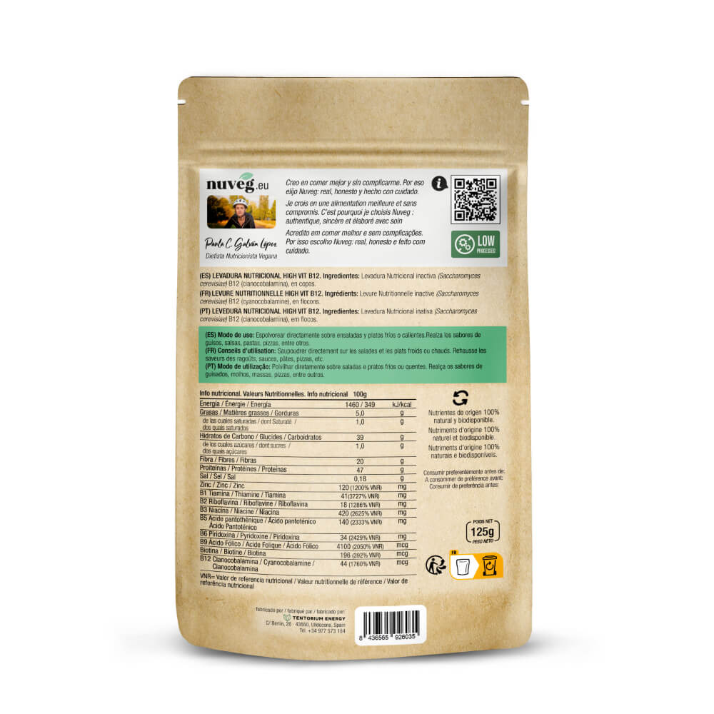Levadura Nutricional High Vita B en Copos · Nuveg · 125 gramos