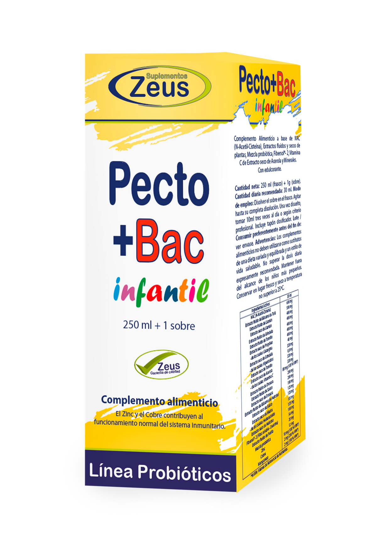 Pecto + Bac Infantil · Suplementos Zeus · 250 ml + 1 sobre